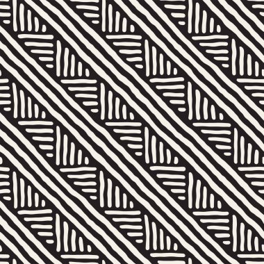 Elle çizilmiş stil etnik seamless modeli. Soyut geometrik döşeme arka plan siyah ve beyaz.