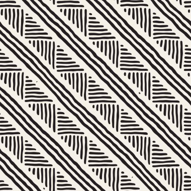 Elle çizilmiş stil etnik seamless modeli. Soyut geometrik döşeme arka plan siyah ve beyaz.