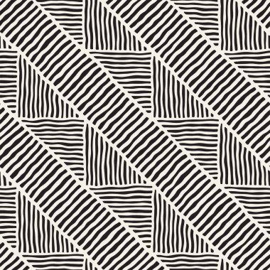 Elle çizilmiş stil etnik seamless modeli. Soyut geometrik döşeme arka plan siyah ve beyaz.