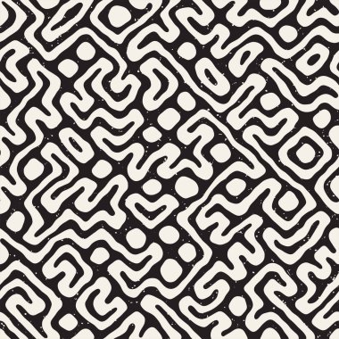 Labirent çizgileri ile Seamless modeli. Tek renkli arka plan. Vektör el çekilmiş labyrinth.