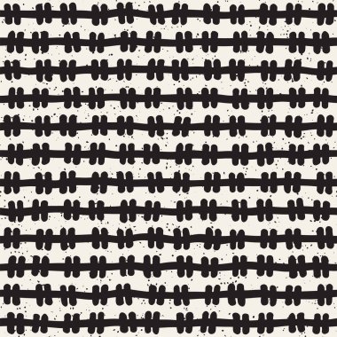 El ile Seamless Modeli hatları çizilmiş. Arka plan serbest fırça darbeleriyle. Siyah ve beyaz doku. Kağıt ambalaj için süsleme.