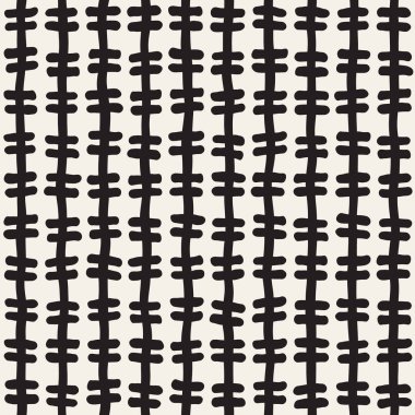 El ile Seamless Modeli hatları çizilmiş. Arka plan serbest fırça darbeleriyle. Siyah ve beyaz doku. Kağıt ambalaj için süsleme.