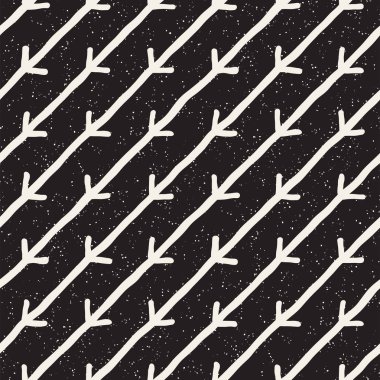 El ile Seamless Modeli hatları çizilmiş. Arka plan serbest fırça darbeleriyle. Siyah ve beyaz doku. Kağıt ambalaj için süsleme.