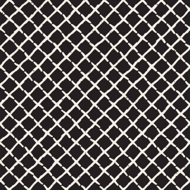 El ile Seamless Modeli hatları çizilmiş. Arka plan serbest fırça darbeleriyle. Siyah ve beyaz doku. Kağıt ambalaj için süsleme.