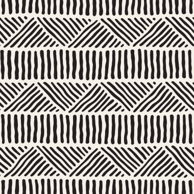 Elle çizilmiş stil etnik seamless modeli. Soyut geometrik döşeme arka plan siyah ve beyaz.