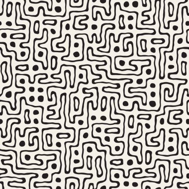Labirent çizgileri ile Seamless modeli. Tek renkli arka plan. Vektör el çekilmiş labyrinth.