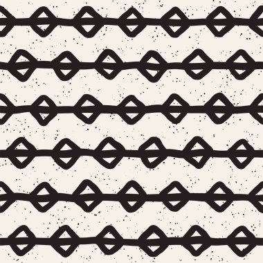 El ile Seamless Modeli hatları çizilmiş. Arka plan serbest fırça darbeleriyle. Siyah ve beyaz doku. Kağıt ambalaj için süsleme.