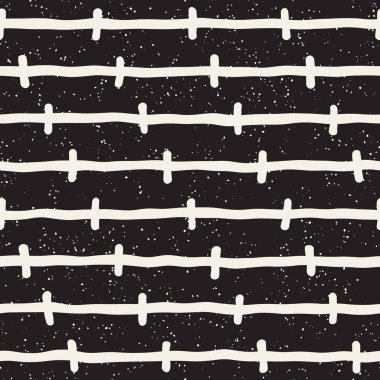 El ile Seamless Modeli hatları çizilmiş. Arka plan serbest fırça darbeleriyle. Siyah ve beyaz doku. Kağıt ambalaj için süsleme.