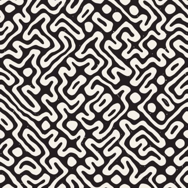 Labirent çizgileri ile Seamless modeli. Tek renkli arka plan. Vektör el çekilmiş labyrinth.