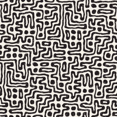 Labirent çizgileri ile Seamless modeli. Tek renkli arka plan. Vektör el çekilmiş labyrinth.