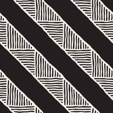 Elle çizilmiş stil etnik seamless modeli. Soyut geometrik döşeme arka plan siyah ve beyaz.