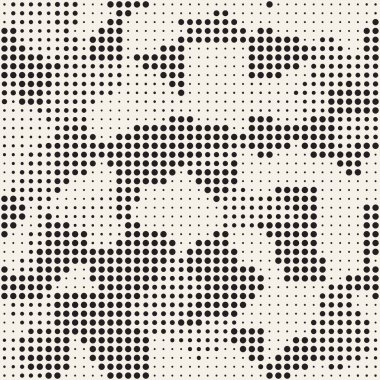 Modern şık noktalı resim doku. Rasgele daireler ile sonsuz arka plan. Vektör Dikişsiz mozaik desen.