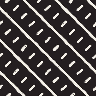 El ile Seamless Modeli hatları çizilmiş. Arka plan serbest fırça darbeleriyle. Siyah ve beyaz doku. Kağıt ambalaj için süsleme.