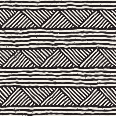 Elle çizilmiş stil etnik seamless modeli. Soyut geometrik döşeme arka plan siyah ve beyaz.