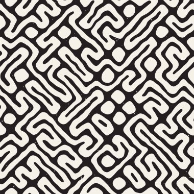 Labirent çizgileri ile Seamless modeli. Tek renkli arka plan. Vektör el çekilmiş labyrinth.