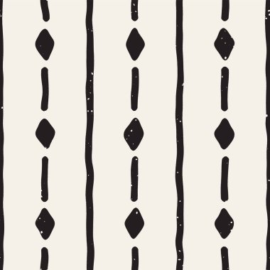 El ile Seamless Modeli hatları çizilmiş. Arka plan serbest fırça darbeleriyle. Siyah ve beyaz doku. Kağıt ambalaj için süsleme.