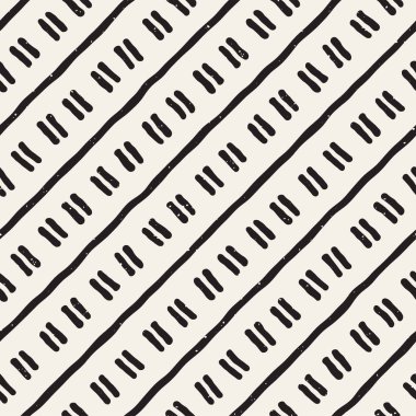 El ile Seamless Modeli hatları çizilmiş. Arka plan serbest fırça darbeleriyle. Siyah ve beyaz doku. Kağıt ambalaj için süsleme.