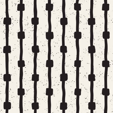 El ile Seamless Modeli hatları çizilmiş. Arka plan serbest fırça darbeleriyle. Siyah ve beyaz doku. Kağıt ambalaj için süsleme.