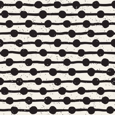 El ile Seamless Modeli hatları çizilmiş. Arka plan serbest fırça darbeleriyle. Siyah ve beyaz doku. Kağıt ambalaj için süsleme.