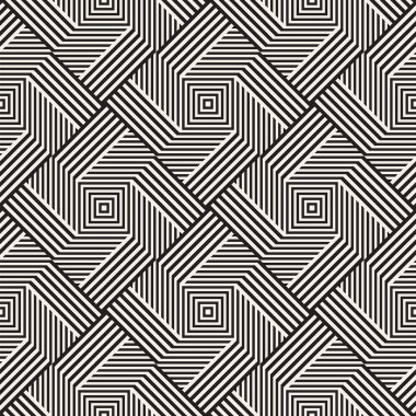 Soyut geometrik desen çizgili satırlar. Sorunsuz vektör ackground. Siyah ve beyaz kafes doku.
