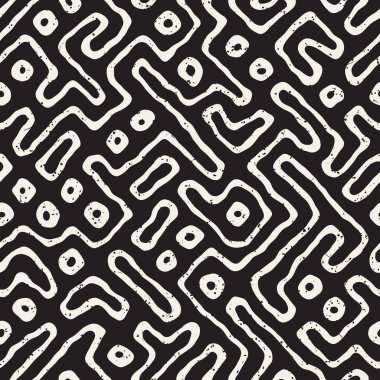 Labirent çizgileri ile Seamless modeli. Tek renkli arka plan. Vektör el çekilmiş labyrinth.
