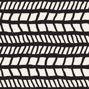Elle çizilmiş stil seamless modeli. Soyut geometrik döşeme arka plan siyah ve beyaz. Vektör doodle hat kafes
