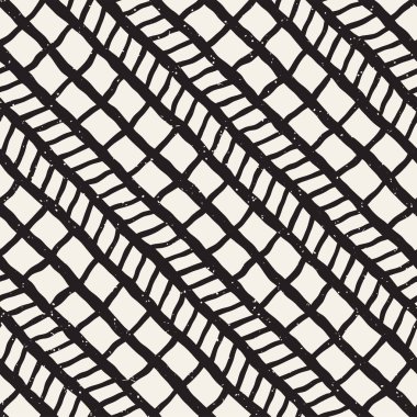 Elle çizilmiş stil seamless modeli. Soyut geometrik döşeme arka plan siyah ve beyaz. Vektör doodle hat kafes