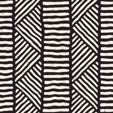 Elle çizilmiş stil etnik seamless modeli. Soyut geometrik çizgiler arka plan siyah ve beyaz.