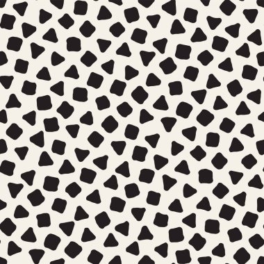 El çekilmiş siyah beyaz mürekkep soyut seamless modeli. Vektör şık grunge doku. Tek renkli şekiller boya fırça satırları dağınık