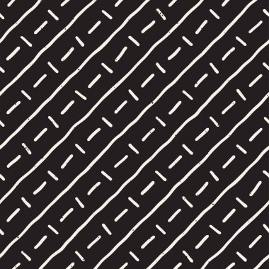 El ile Seamless Modeli hatları çizilmiş. Arka plan serbest fırça darbeleriyle. Siyah ve beyaz doku. Kağıt ambalaj için süsleme.