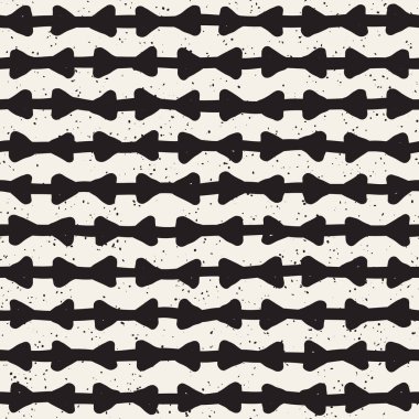 El ile Seamless Modeli hatları çizilmiş. Arka plan serbest fırça darbeleriyle. Siyah ve beyaz doku. Kağıt ambalaj için süsleme.