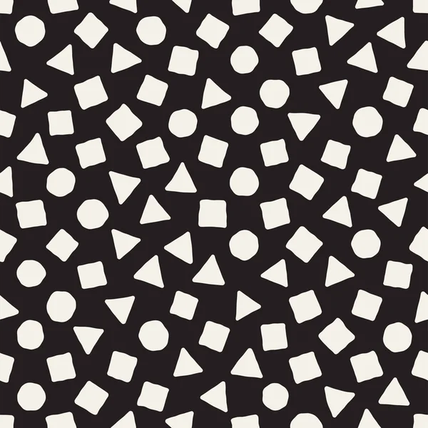 El çekilmiş siyah beyaz mürekkep soyut seamless modeli. Vektör şık grunge doku. Tek renkli şekiller boya fırça satırları dağınık