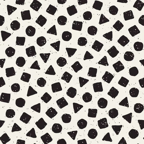 El çekilmiş siyah beyaz mürekkep soyut seamless modeli. Vektör şık grunge doku. Tek renkli şekiller boya fırça satırları dağınık