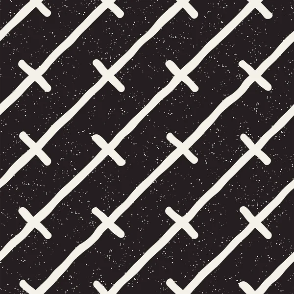 El ile Seamless Modeli hatları çizilmiş. Arka plan serbest fırça darbeleriyle. Siyah ve beyaz doku. Kağıt ambalaj için süsleme.