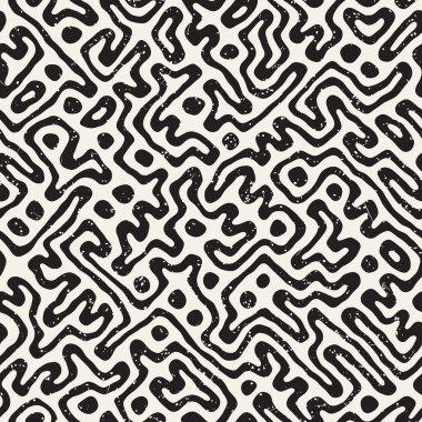Labirent çizgileri ile Seamless modeli. Tek renkli arka plan. Vektör el çekilmiş labyrinth.