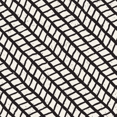 Elle çizilmiş stil seamless modeli. Soyut geometrik döşeme arka plan siyah ve beyaz. Vektör doodle hat kafes