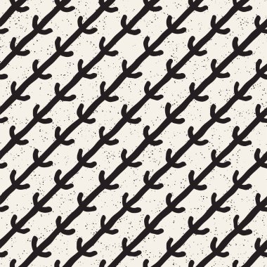 El ile Seamless Modeli hatları çizilmiş. Arka plan serbest fırça darbeleriyle. Siyah ve beyaz doku. Kağıt ambalaj için süsleme.