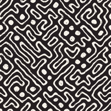 Labirent çizgileri ile Seamless modeli. Tek renkli arka plan. Vektör el çekilmiş labyrinth.