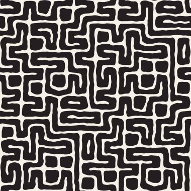 Labirent çizgileri ile Seamless modeli. Tek renkli arka plan. Vektör el çekilmiş labyrinth.