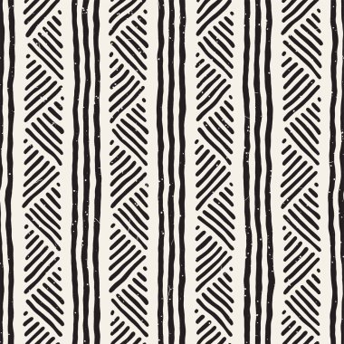 Elle çizilmiş stil etnik seamless modeli. Soyut geometrik çizgiler arka plan siyah ve beyaz.