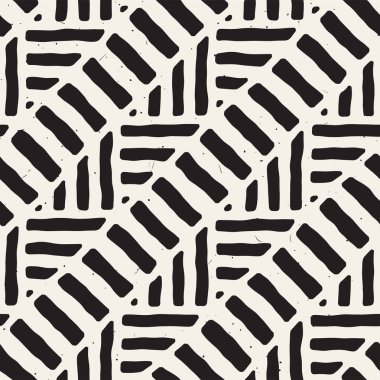 Elle çizilmiş stil etnik seamless modeli. Soyut geometrik çizgiler arka plan siyah ve beyaz.