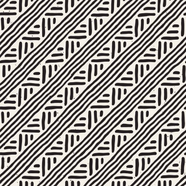 Elle çizilmiş stil etnik seamless modeli. Soyut geometrik çizgiler arka plan siyah ve beyaz.