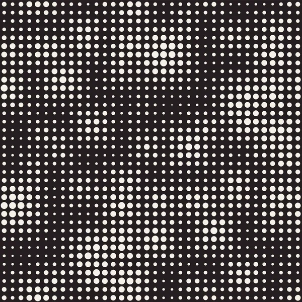 Modern Stylish Halftone Texture (em inglês). Fundo abstrato sem fim com círculos de tamanho aleatório. Padrão sem costura vetorial . — Vetor de Stock