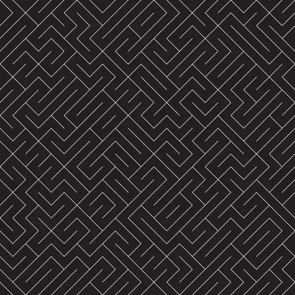 Líneas irregulares del laberinto. Resumen Diseño geométrico de fondo. Patrón caótico blanco y negro sin costura vectorial . — Vector de stock
