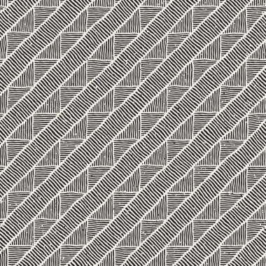 Elle çizilmiş stil etnik seamless modeli. Soyut geometrik çizgiler arka plan siyah ve beyaz.