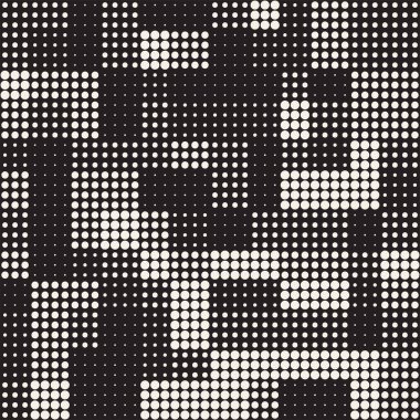 Modern şık noktalı resim doku. Rastgele boyut daireler ile sonsuz arka plan. Vektör Seamless Modeli.