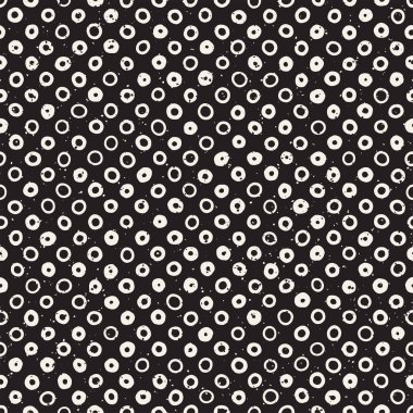 El çekilmiş siyah beyaz mürekkep soyut seamless modeli. Vektör şık grunge doku. Tek renkli şekiller boya fırça satırları dağınık