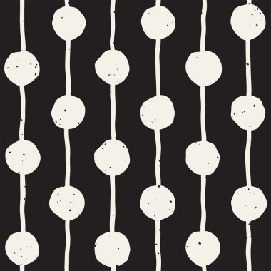 El ile Seamless Modeli hatları çizilmiş. Arka plan serbest fırça darbeleriyle. Siyah ve beyaz doku. Kağıt ambalaj için süsleme.