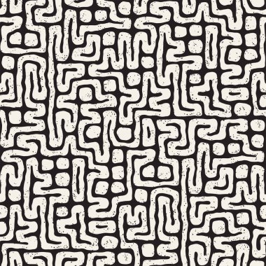 Labirent çizgileri ile Seamless modeli. Tek renkli arka plan. Vektör el çekilmiş labyrinth.