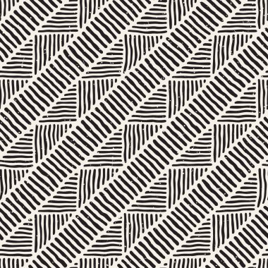 Elle çizilmiş stil etnik seamless modeli. Soyut geometrik çizgiler arka plan siyah ve beyaz.